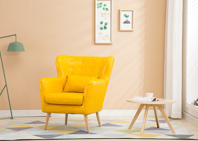 Color de madera del amarillo de Ming del sofá de la tela de la sala de estar con la esponja de alta densidad